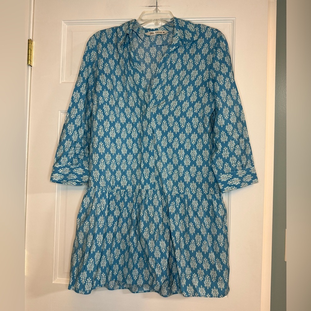 Zara Cotton Drop Waist Printed Dress